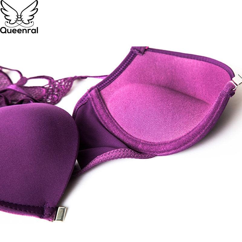 Amazing Front Closed Push Up Brassiere Panties Sexy Set- Underwire Bra Sets - Women Underwear Solid Color (TSB4)