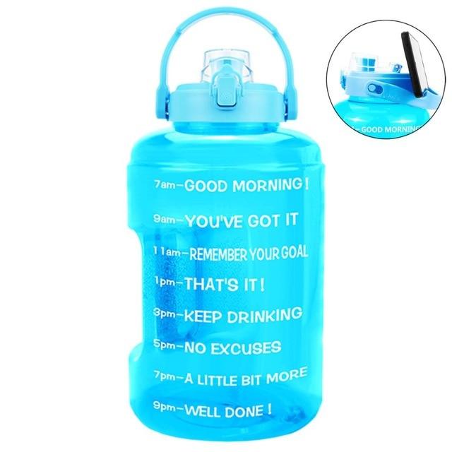 2.5L 3.78L Wide Mouth Mobile Holder Gallon Water Bottles Flik-Flop BPA Free Sport Fitness Tourism GYM Travel Outdoor Jugs (F61)(1AK1)