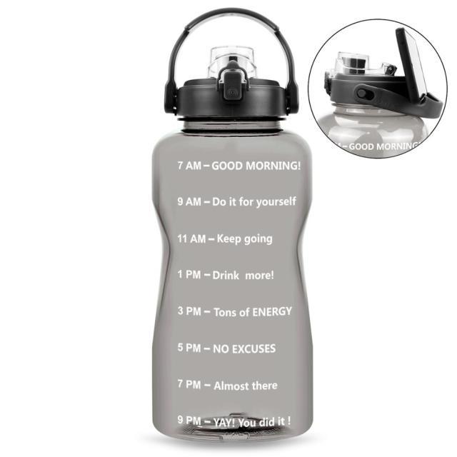 2L 64OZ 3.8L 128OZ Motivational Water Bottle With Time Marker Flip-Flop BPA Free Portable Sports Phone Stand GYM Jug (FHB)(1AK1)(1U24)(F24)(1U101)(1U9)(F101)