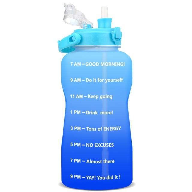 Gallon Water Bottle with Straw 3.8 & 2 Litre Large Capacity Tritan BPA Free Motivational Quote Time Marker Fitness Jugs (FHB)(1AK1)(1U24)(F24)(1U101)(1U9)(F101)