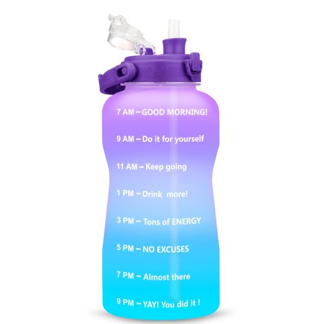 Gallon Water Bottle with Straw 3.8 & 2 Litre Large Capacity Tritan BPA Free Motivational Quote Time Marker Fitness Jugs (FHB)(1AK1)(1U24)(F24)(1U101)(1U9)(F101)