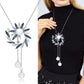 Fashion Long Chain Sweater Necklaces & Pendants - Blue Opal Rhinestone Flower Pendant Necklace (5JW)1