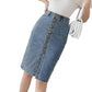 Trending Spring Summer New Denim Sheath Wrap Skirts - Single Breasted High Waist Pencil Midi Skirt - Front Split Skirts (D23)(TB7)