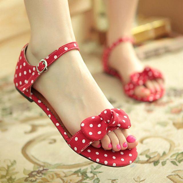 Sweet Polka Dot Women's Bow Shoes - Brief Hasp Female Summer Sandals (SH2)(SS1)(SS2)