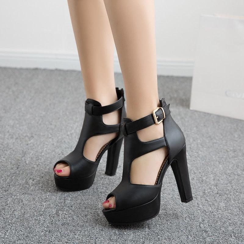 Model from Feel Good Studio in Galana studded platforms - Shoebidoo Shoes |  Giaro high heels
