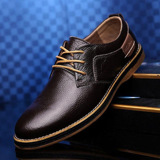 Genuine Leather Casual Male Shoes - Wear-Resistant Men Flats Oxfords Shoes (D14)(MSF2)