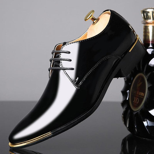 Patent Leather Men's Shoes - Men Wedding Oxford Shoes - Lace-Up (D14)(MSF2)