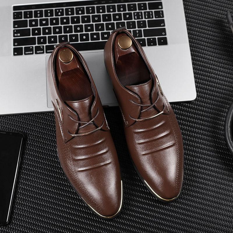 Men'S Leather Formal Shoes - Lace Up Dress Shoes - Oxfords Fashion Retro Shoes (MSF2)(F14)