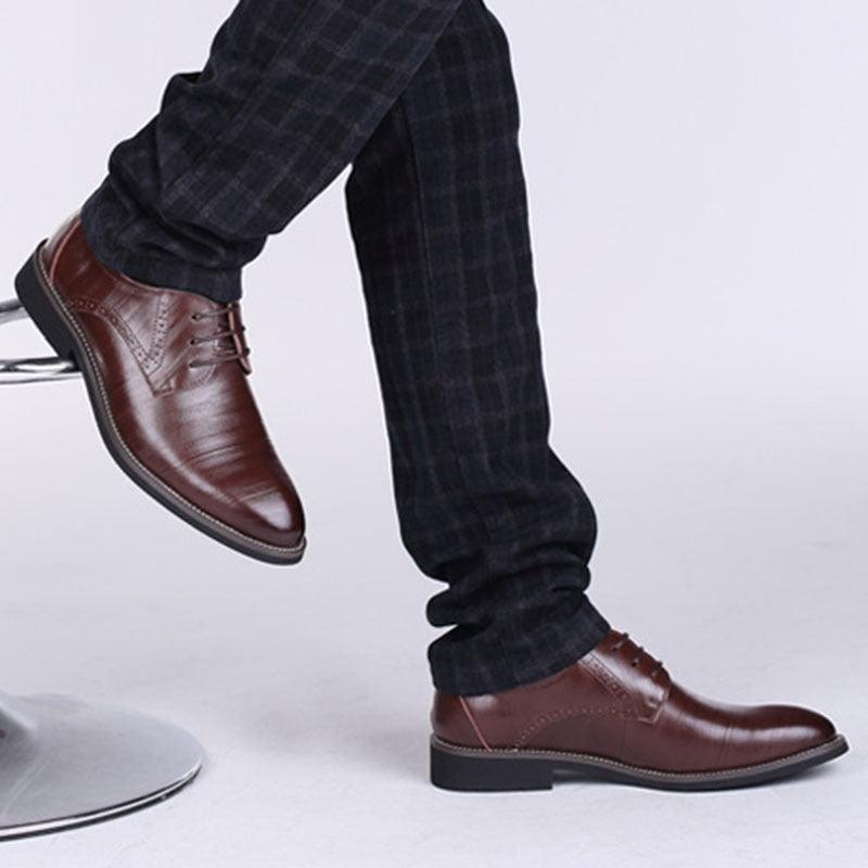 Men's Dress Oxfords Shoes - Business Office Pointed Footwear - Lace-Up Men's Formal Shoes (MSF2)