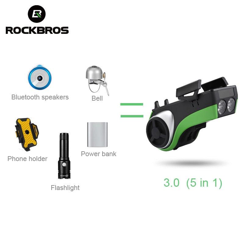 Waterproof 5 in 1 Bicycle Computer Phone Holder Bluetooth Audio MP3 Player Speaker 4400mAh Power Bank Bell Bike Light (RS)(1U50)