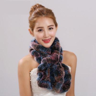 Trending Real Rex Rabbit Fur Scarves - New Fashion Women Ruffles Knitted Warm Scarf (D87)(WH9)
