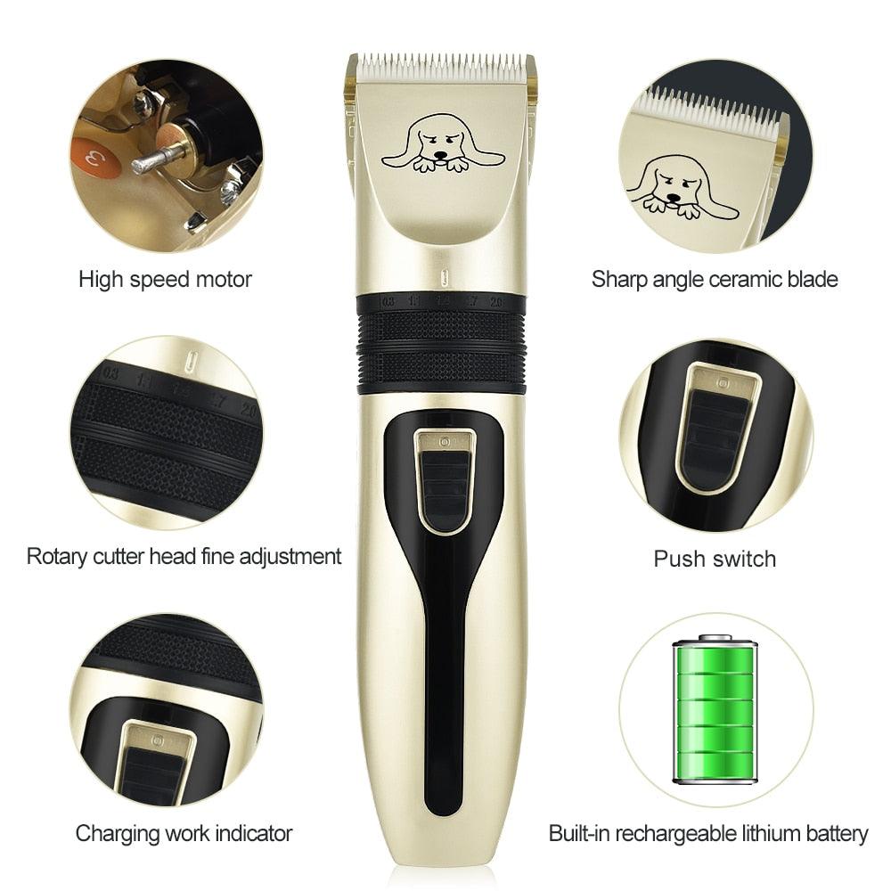 Great Rechargeable Pet Dog Hair Clipper - Professional Animal Hair Trimmer Grooming Clippers - Cordless Haircut (1U72)(1W2)