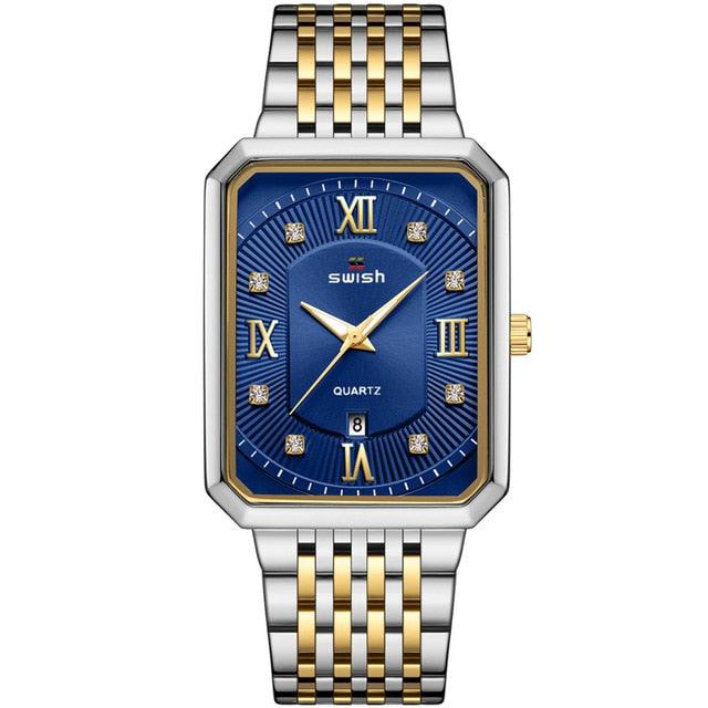 Rectangle Watches - Men Waterproof Sports Men's Watch - Luxury Steel Bracelet Business Quartz (2MA1)