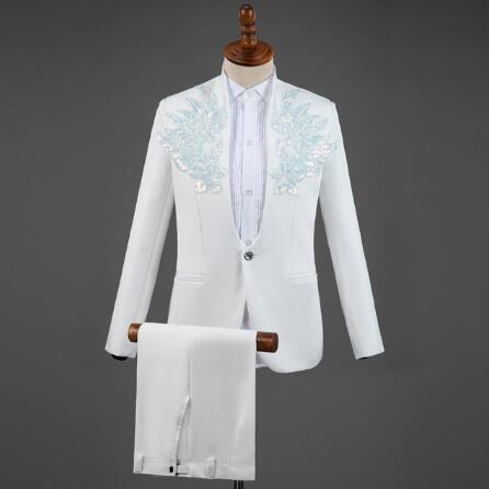 Floral Men Suits - Wedding Men's Suits - 3 Piece Blazer+Pant+Bow Tie Fashion Tuxedo Suit Set (F8)(T1M)(CC5)(F11)(F10)