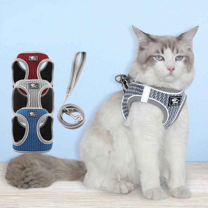 Reflective Dog Cat Harness Leash Set - Adjustable Vest No Pull Breathable Mesh Outdoor Products (1U75)(1U70)