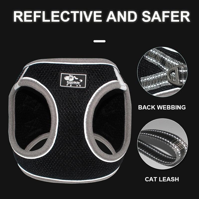 Reflective Dog Cat Harness Leash Set - Adjustable Vest No Pull Breathable Mesh Outdoor Products (1U75)(1U70)
