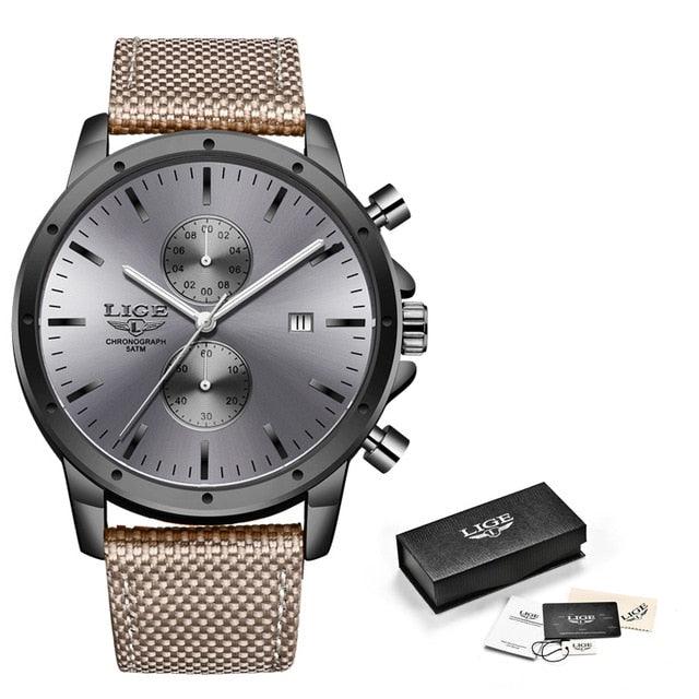 Men's Watches - Luxury Quartz Gold Watch - Men Casual Leather Military Waterproof Sport Wrist Watch (MA9)