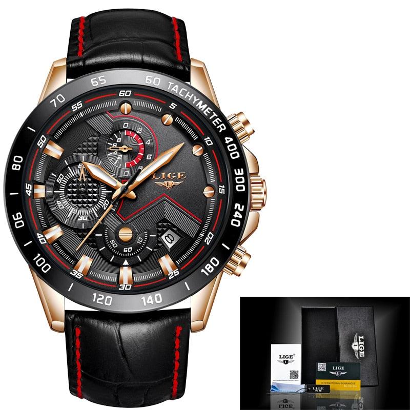 Men's Watches - Luxury Brand Quartz Gold Watch - Fashion Leather Military Waterproof Sport Wrist Watch (D84)(MA9)