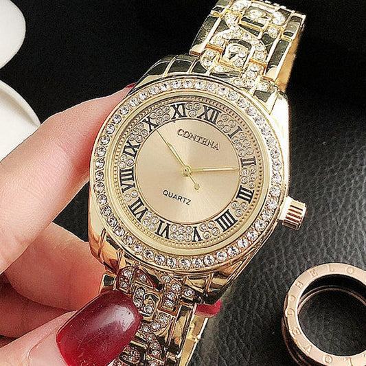 Trending New Fashion Ladies Watches - Luxury Stainless Steel Roman Numeral Display Watch (9WH3)(F82)