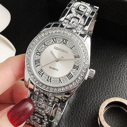 Trending New Fashion Ladies Watches - Luxury Stainless Steel Roman Numeral Display Watch (9WH3)(F82)