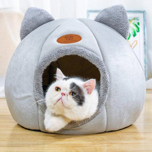 Removable Cat Bed Indoor House With Mattress - Warm Pet Deep Sleeping Winter Puppy Cage Lounger (D75)(9W3)