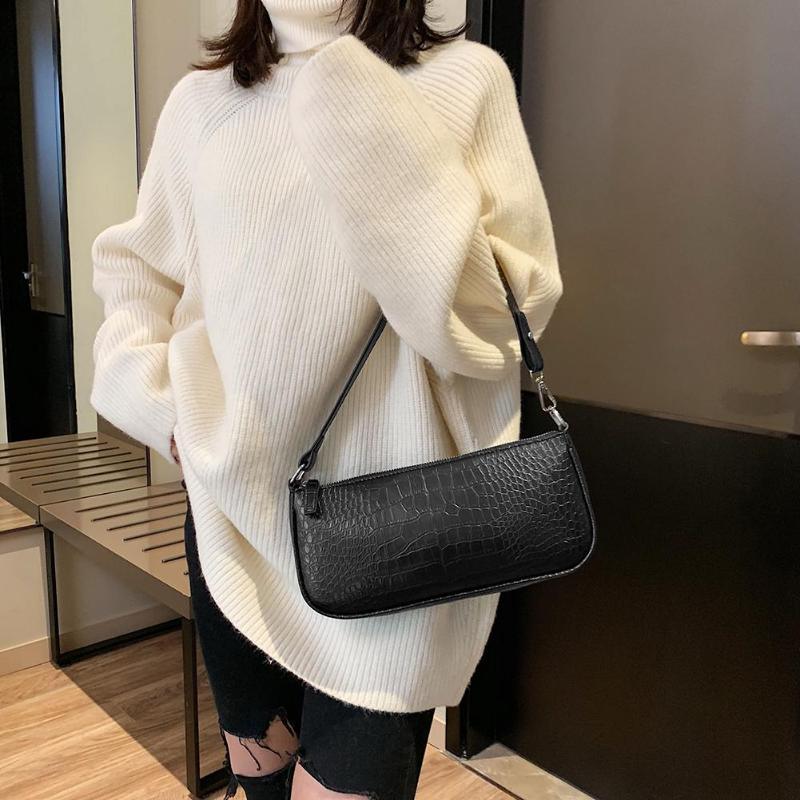 Trending Retro Alligator Skin Pattern Female Small Handbags - Short Shoulder Bags (1U43)