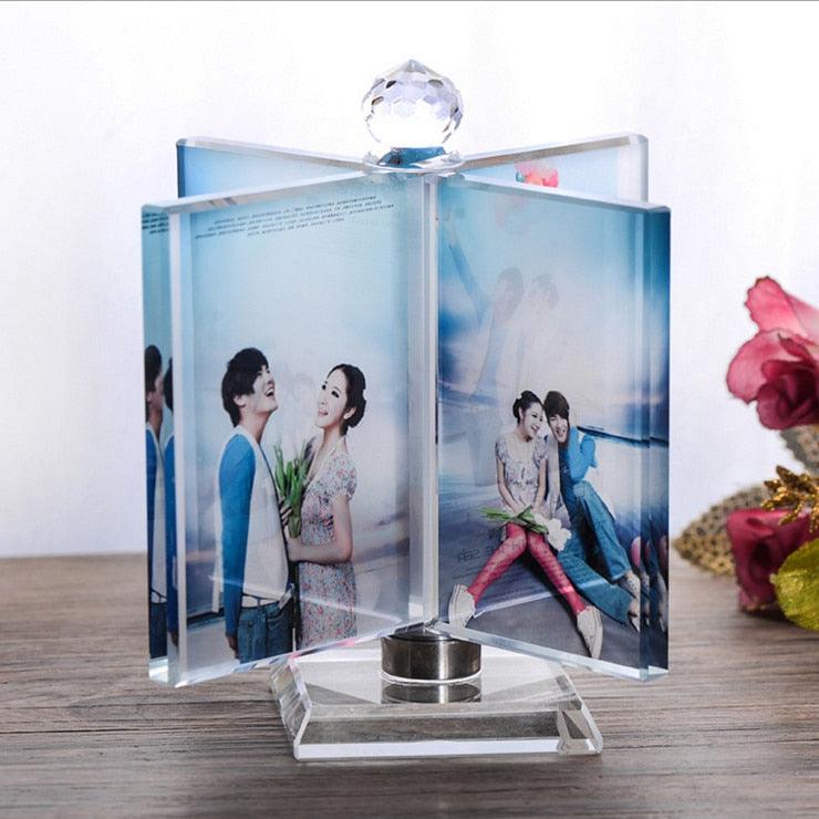 Rotated Windmill Crystal Photo Frame Glass Album for Pictures Frame 4 Pic Custom Made (AD3)(F62)