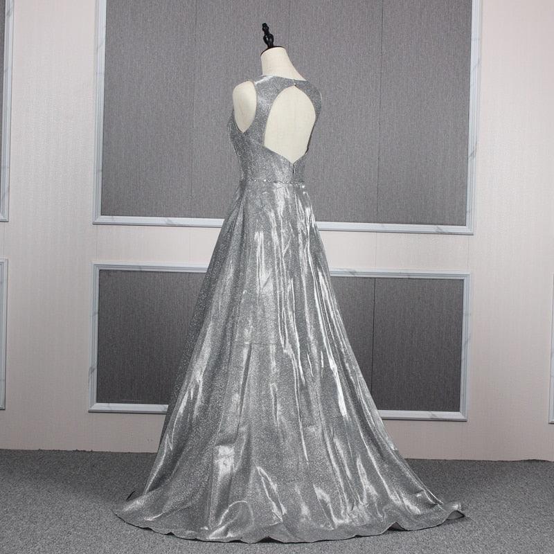 Royal Blue & Silver Evening Dresses - V Neck Keyhole - A Line Prom Fo Deals DejaVu Royal Blue & Silver Evening Dresses - V Neck Keyhole - A Line Prom Fo Deals DejaVu
