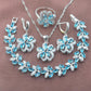 Russian Style Women Wedding Jewelry Sets - Sky Blue Zirconia Summer Accessories Set (3JW)(F81)