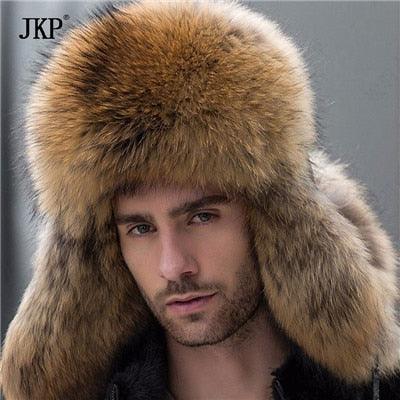 Russian Leather Bomber Hat - Winter Hats With Earmuffs Trapper Cap (D17)(MA8)
