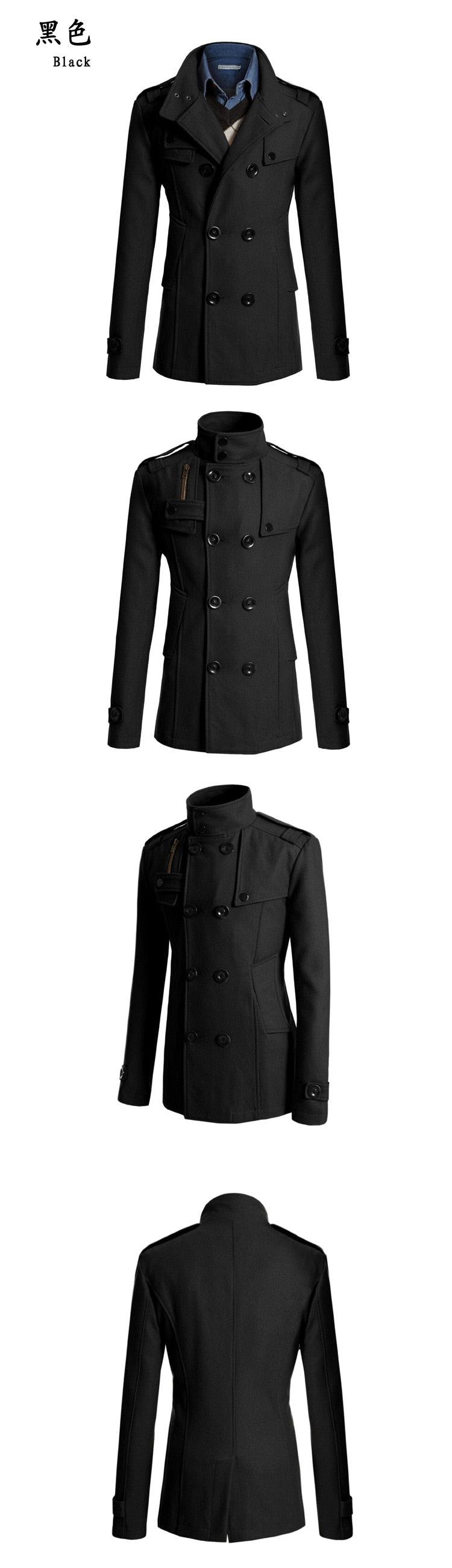 Autumn Winter Coat Black Korean Fashion Wool Casual Woolen Trench Coats (D100)(TM4)(CC1) - Deals DejaVu