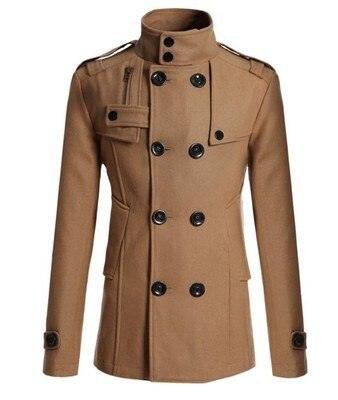 New Stylish Winter Men Solid Blend Coats - Fashion Brand Overcoat Men Long Wool Coat Double Breasted Thick Blend Male Clothing (D100)(TM4)(CC1) - Deals DejaVu