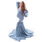 Gorgeous Sling Off Shoulder Maternity Dress Photography Chiffon Cotton Long Pregnancy Mermaid Maxi Gown Baby Shower Photo Shoot Props New (Z6)(1Z1)(2Z1)(3Z1)(7Z1) - Deals DejaVu