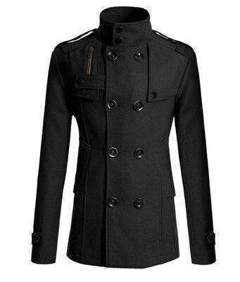 New Stylish Winter Men Solid Blend Coats - Fashion Brand Overcoat Men Long Wool Coat Double Breasted Thick Blend Male Clothing (D100)(TM4)(CC1) - Deals DejaVu