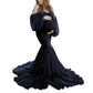 Gorgeous Sling Off Shoulder Maternity Dress Photography Chiffon Cotton Long Pregnancy Mermaid Maxi Gown Baby Shower Photo Shoot Props New (Z6)(1Z1)(2Z1)(3Z1)(7Z1) - Deals DejaVu