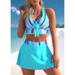 Women Sexy Monokini Swim dress - Loose Swimsuit Vintage Print Two Piece Set -Swimwear Female Bathing Suit Summer Beach Bikini Set (TB8D)(1U26)(F26) - Deals DejaVu