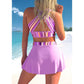 Women Sexy Monokini Swim dress - Loose Swimsuit Vintage Print Two Piece Set -Swimwear Female Bathing Suit Summer Beach Bikini Set (TB8D)(1U26)(F26) - Deals DejaVu