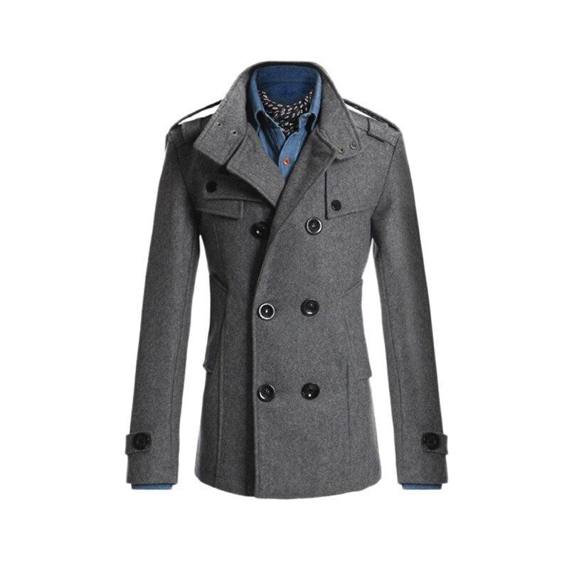 New Stylish Winter Men Solid Blend Coats - Fashion Brand Overcoat Men Long Wool Coat Double Breasted Thick Blend Male Clothing (D100)(TM4)(CC1) - Deals DejaVu