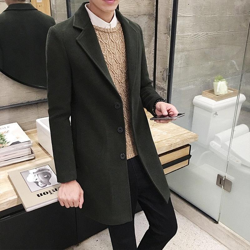 Men Autumn Winter Overcoats Wool Blends Business - Trench Long Jackets Leisure Overcoat Fit Male Solid Color 5XL (D100)(TM4)(CC1) - Deals DejaVu