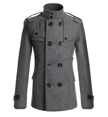 New Stylish Winter Men Solid Blend Coats - Fashion Brand Overcoat Men Long Wool Coat Double Breasted Thick Blend Male Clothing (D100)(TM4)(CC1) - Deals DejaVu