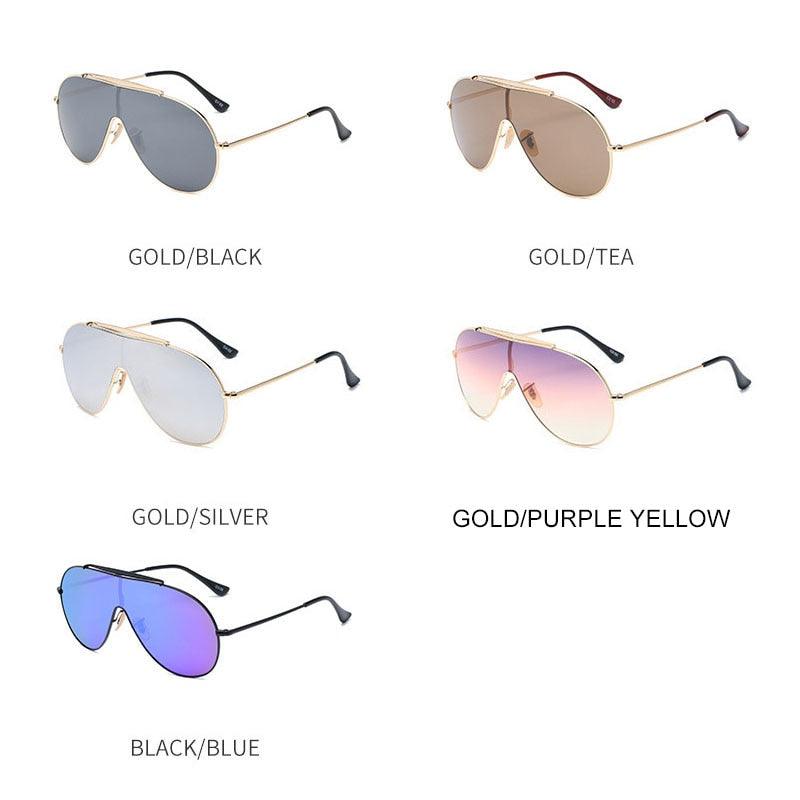 Great Designer Fashion Pilot Sunglasses - One Piece Lens Goggle Shades UV400 (2U102)