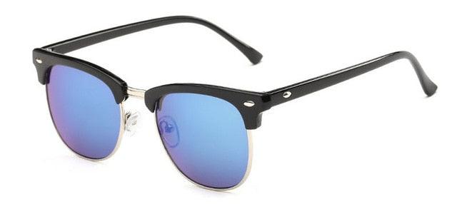 Fashion Men's Square Sun Glasses - Mirror Coating Brand Designer Vintage Semi-rimless Sunglasses (2U102)