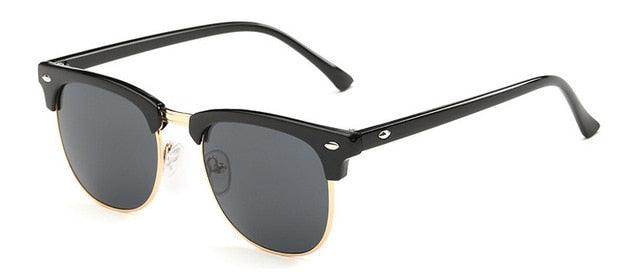 Fashion Men's Square Sun Glasses - Mirror Coating Brand Designer Vintage Semi-rimless Sunglasses (2U102)