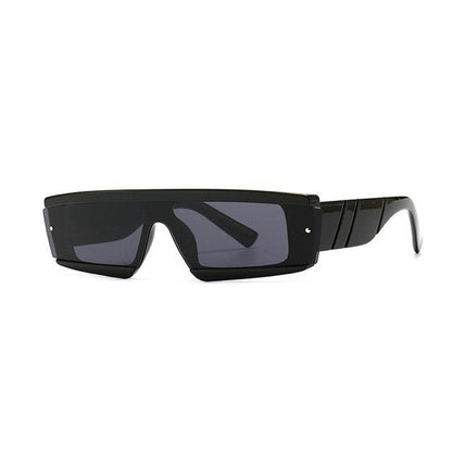 Retro Half Frame Rectangle Sunglasses - Designer Fashion Rivets Gradient Shades UV400 (2U102)