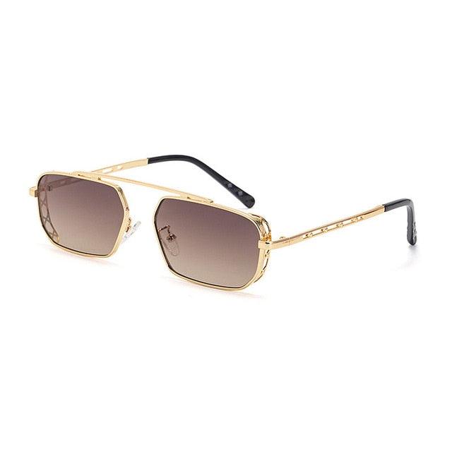 Great Metal Punk Sunglasses - Men Fashion Small Rectangle Clear Ocean Lens Sun Glasses UV400 (2U102)