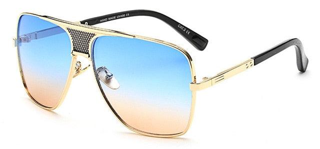 Vintage Men Square Sunglasses - Designer Fashion Women Golden Sun Glasses UV400 (2U102)