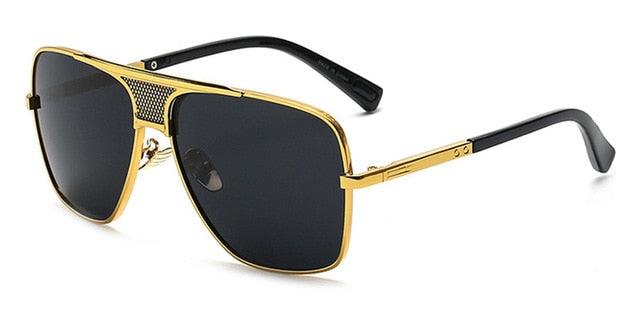 Vintage Men Square Sunglasses - Designer Fashion Women Golden Sun Glasses UV400 (2U102)