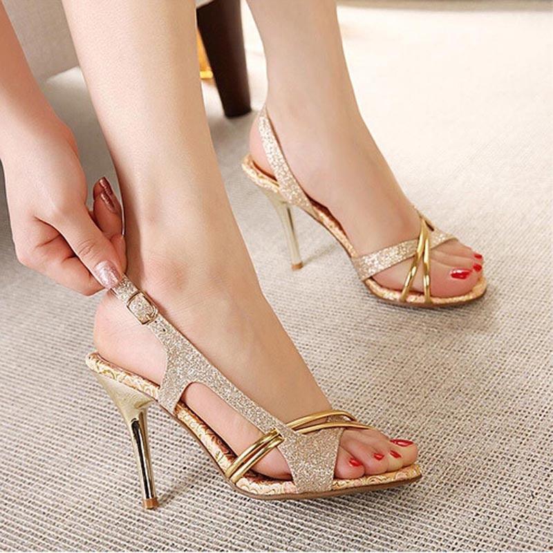 Buy Women Gold Party Sandals Online | SKU: 35-4893-52-36-Metro Shoes