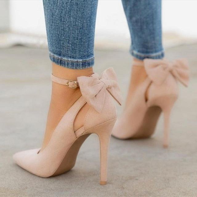 Trending Women High Heels - Women's Thin Heels -Ladies Buckle Strap - Sexy Pointed Toe Pumps - Fashion Bowknot Shoes(3U37)(3U36)