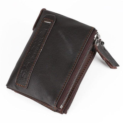 Men's Wallet - 100% Genuine Leather Short Wallet - Leather Coin Purse Casual Wallets (2U17)